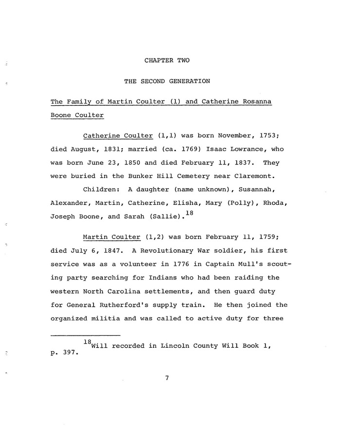 The Coulter Family of Catawba County, North Carolina, by Victor A. Coulter: Page 15