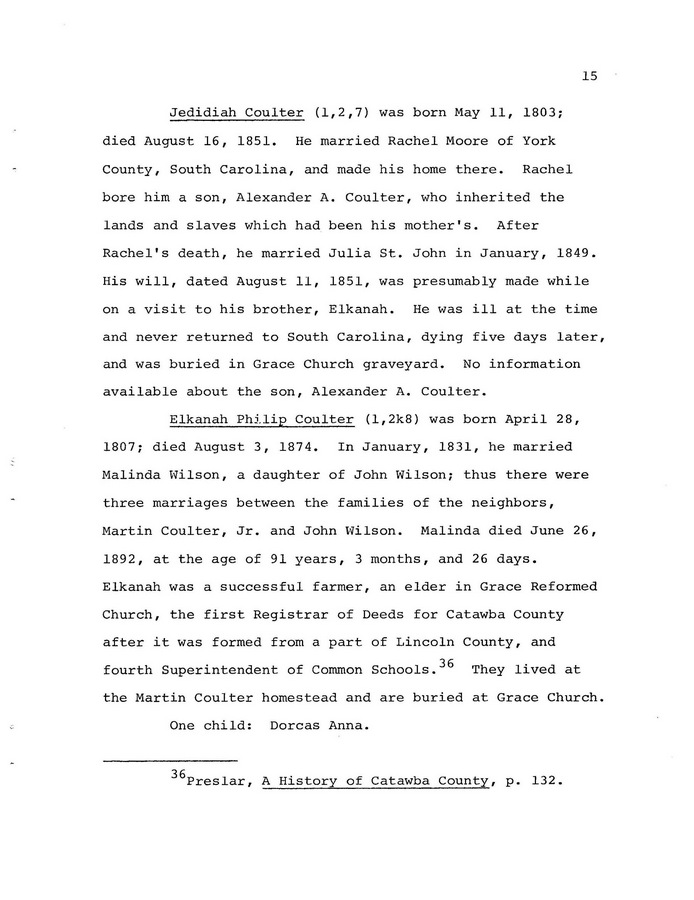 The Coulter Family of Catawba County, North Carolina, by Victor A. Coulter: Page 23