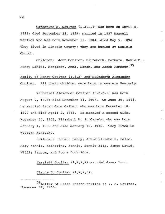 The Coulter Family of Catawba County, North Carolina, by Victor A. Coulter: Page 30