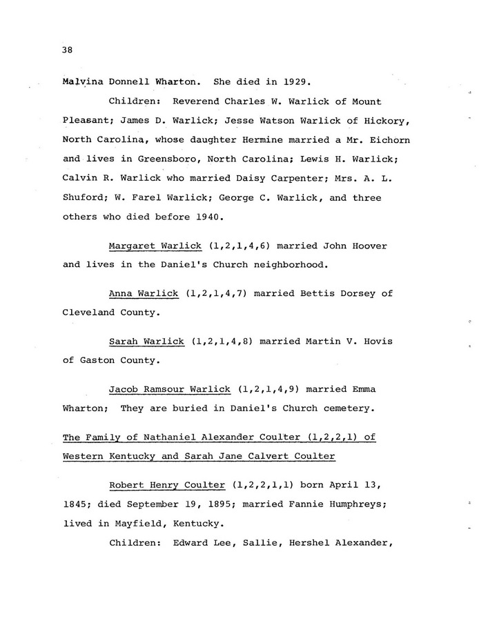 The Coulter Family of Catawba County, North Carolina, by Victor A. Coulter: Page 46