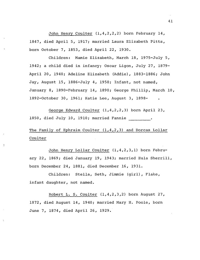 The Coulter Family of Catawba County, North Carolina, by Victor A. Coulter: Page 49