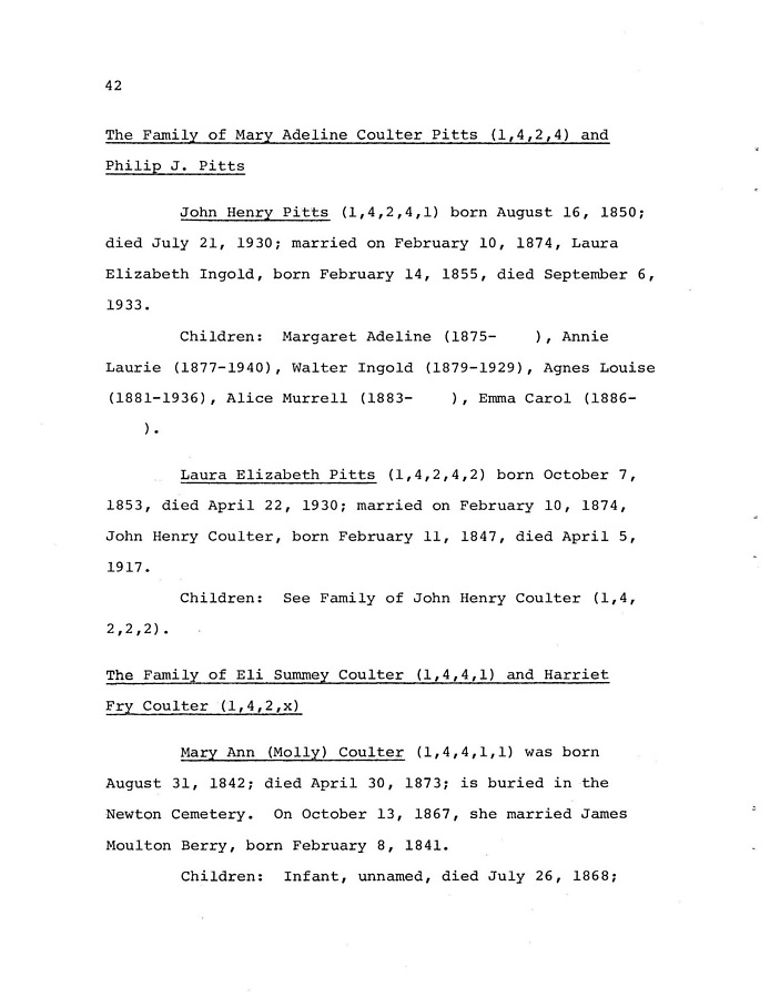 The Coulter Family of Catawba County, North Carolina, by Victor A. Coulter: Page 50