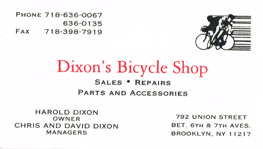 Dixons Bicycle card