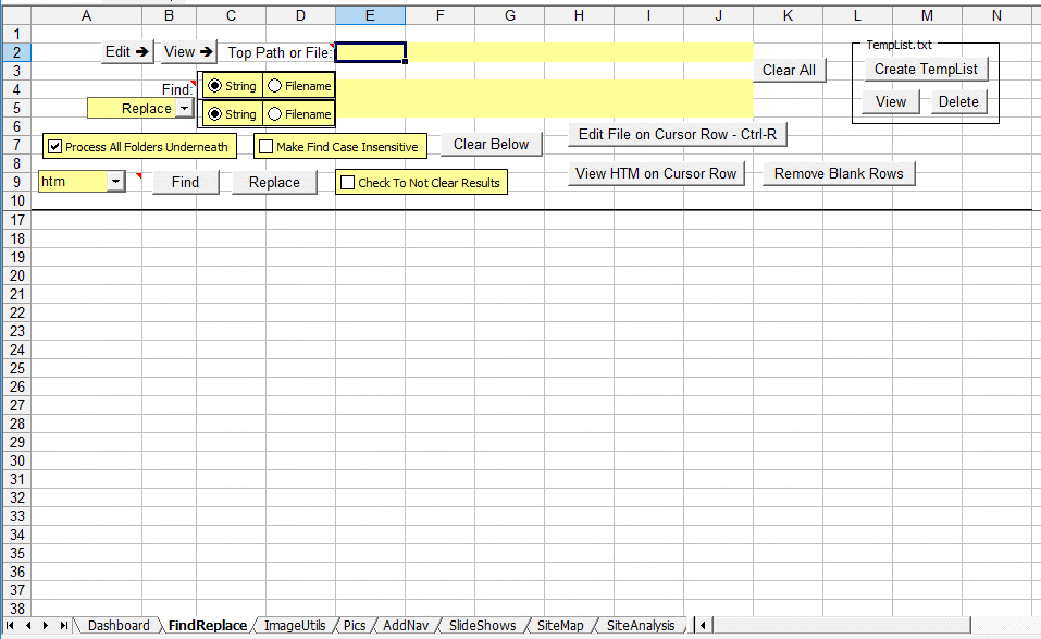 find/replace sheet