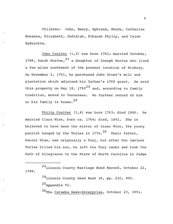 The Coulter Family of Catawba County, North Carolina, by Victor A. Coulter: Page 17