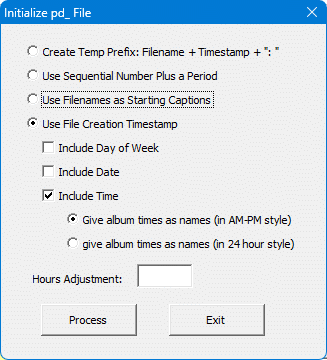 Initialize PD file dialog box